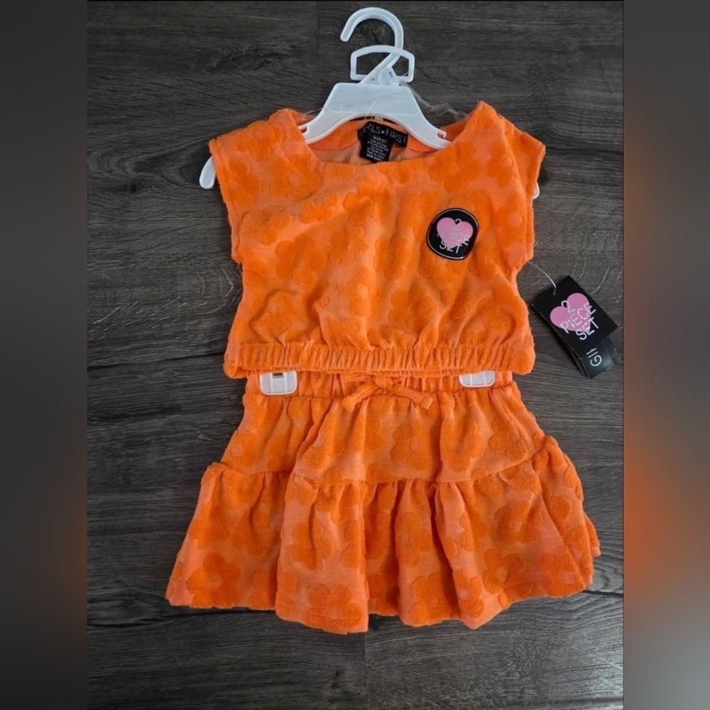 Girls Orange Floral Outfit Size 2t NWT